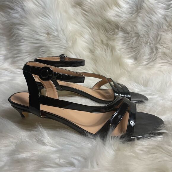 MODENCOCO Black Patent Dress Fashion Open Toe Ankle Strap Strappy Buckle SZ11 - Picture 7 of 12